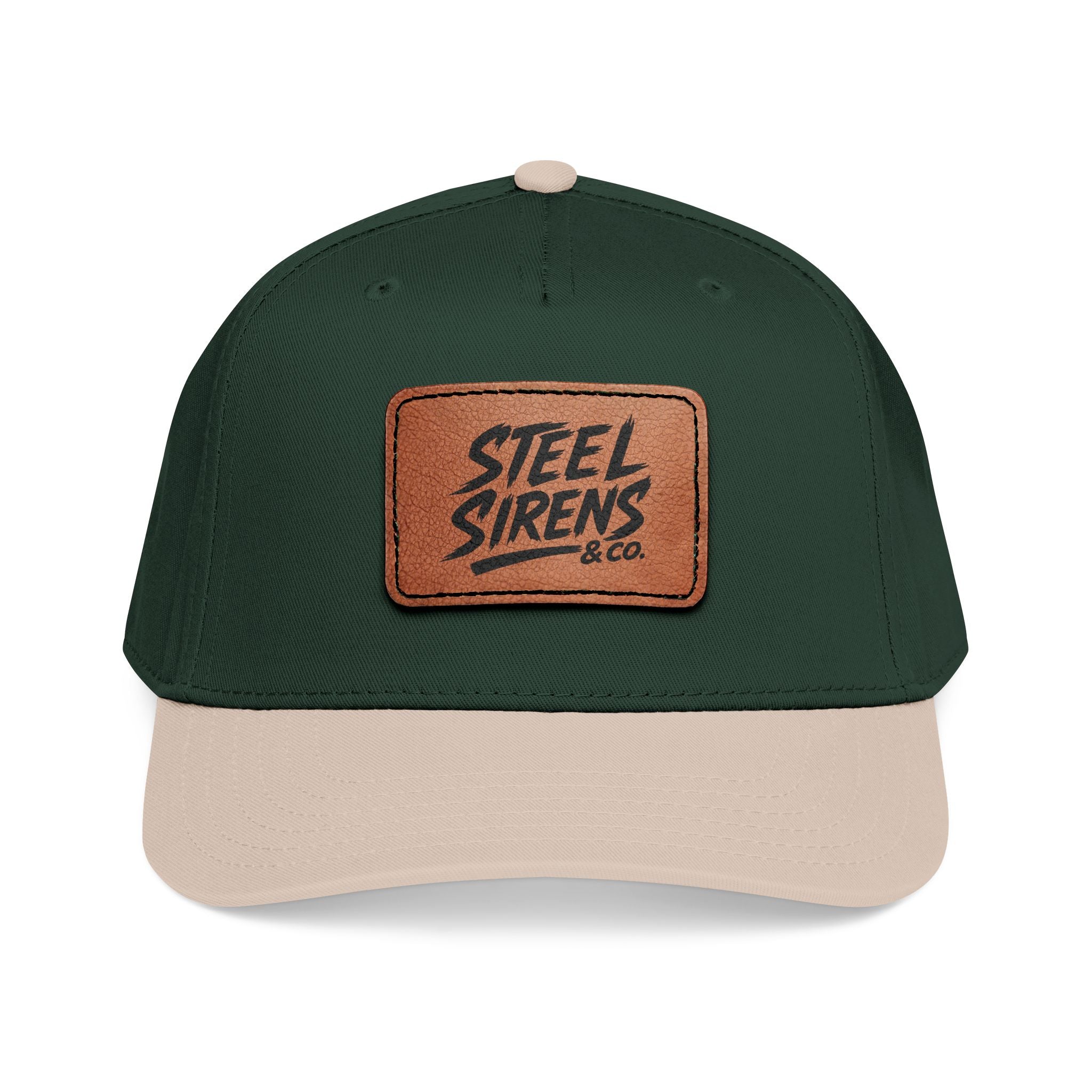 Leather Patch Baseball Cap — "Steel Sirens" Retro Logo