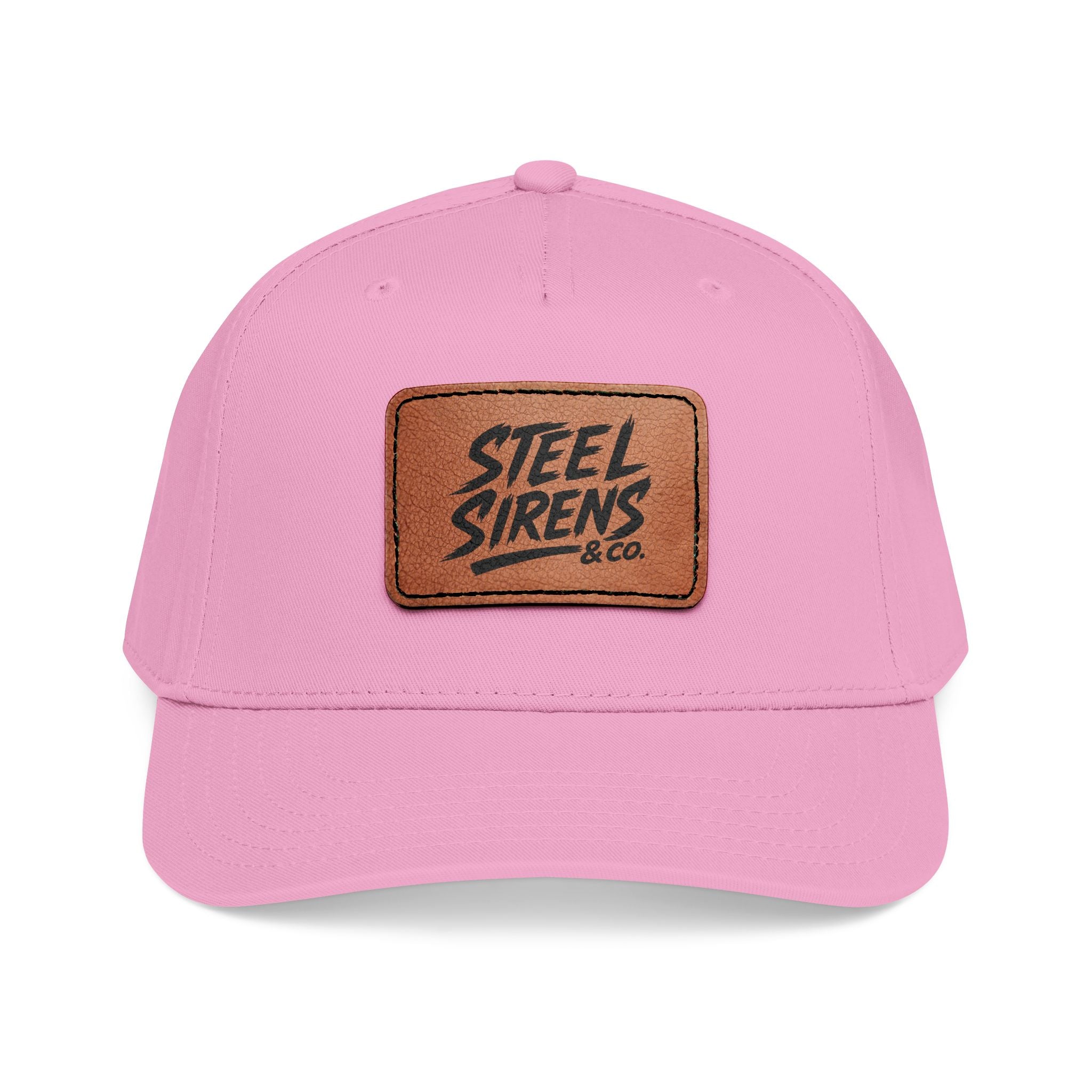 Leather Patch Baseball Cap — "Steel Sirens" Retro Logo