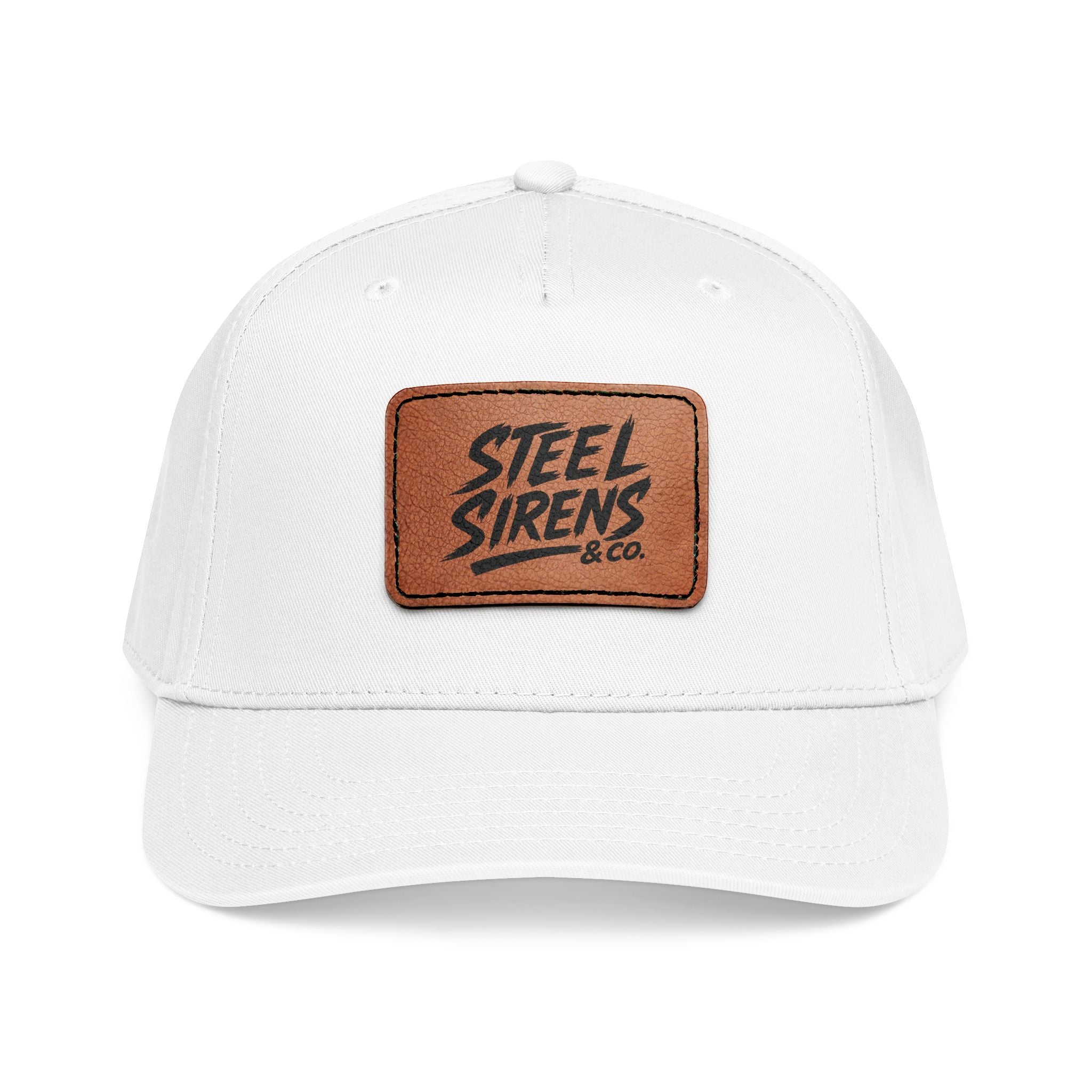 Leather Patch Baseball Cap — "Steel Sirens" Retro Logo