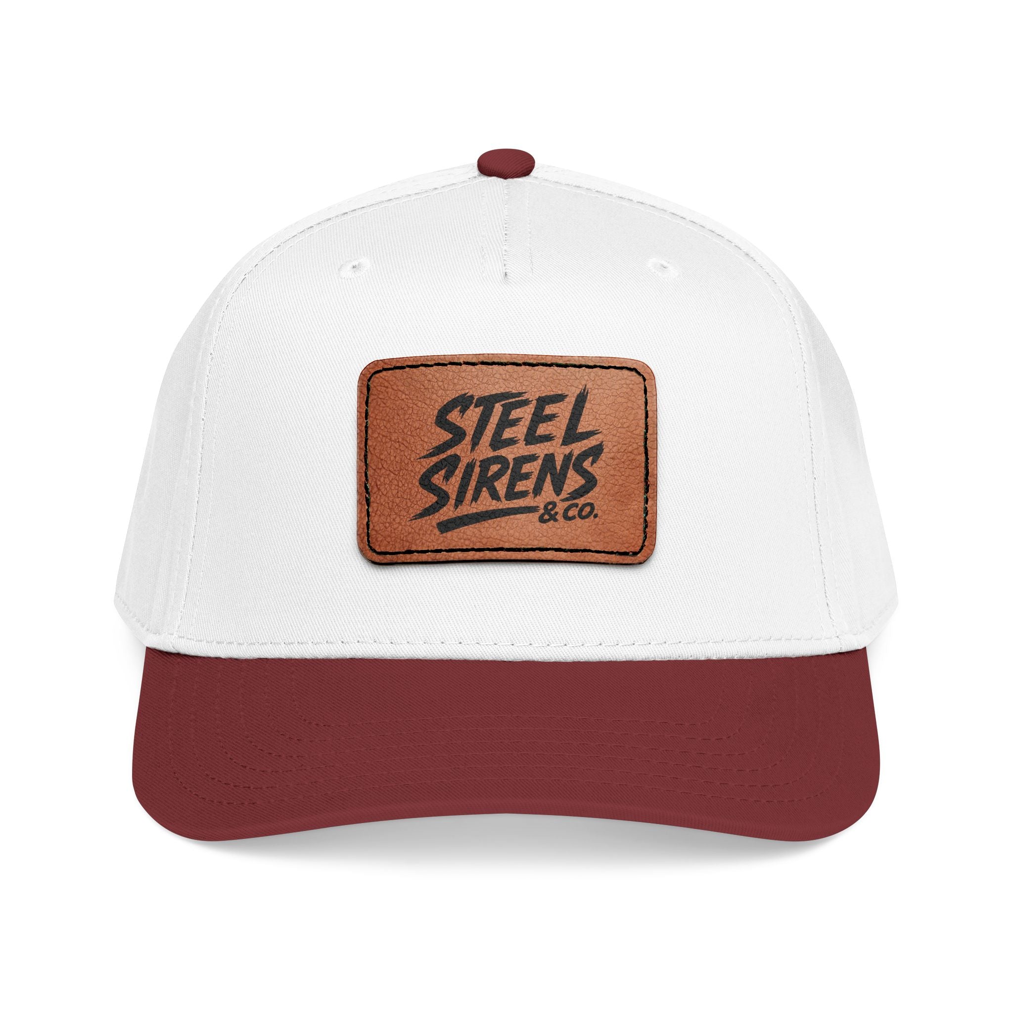 Leather Patch Baseball Cap — "Steel Sirens" Retro Logo