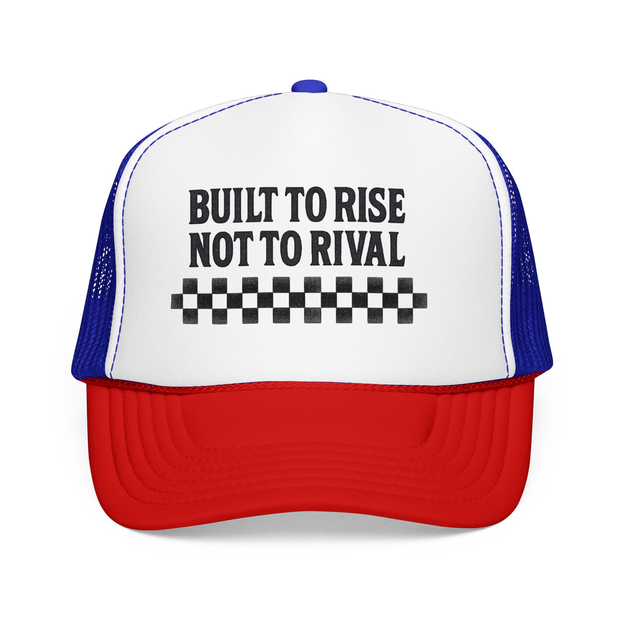 Trucker Hat — "Built to Rise Not to Rival" Vintage Patch Mesh Cap
