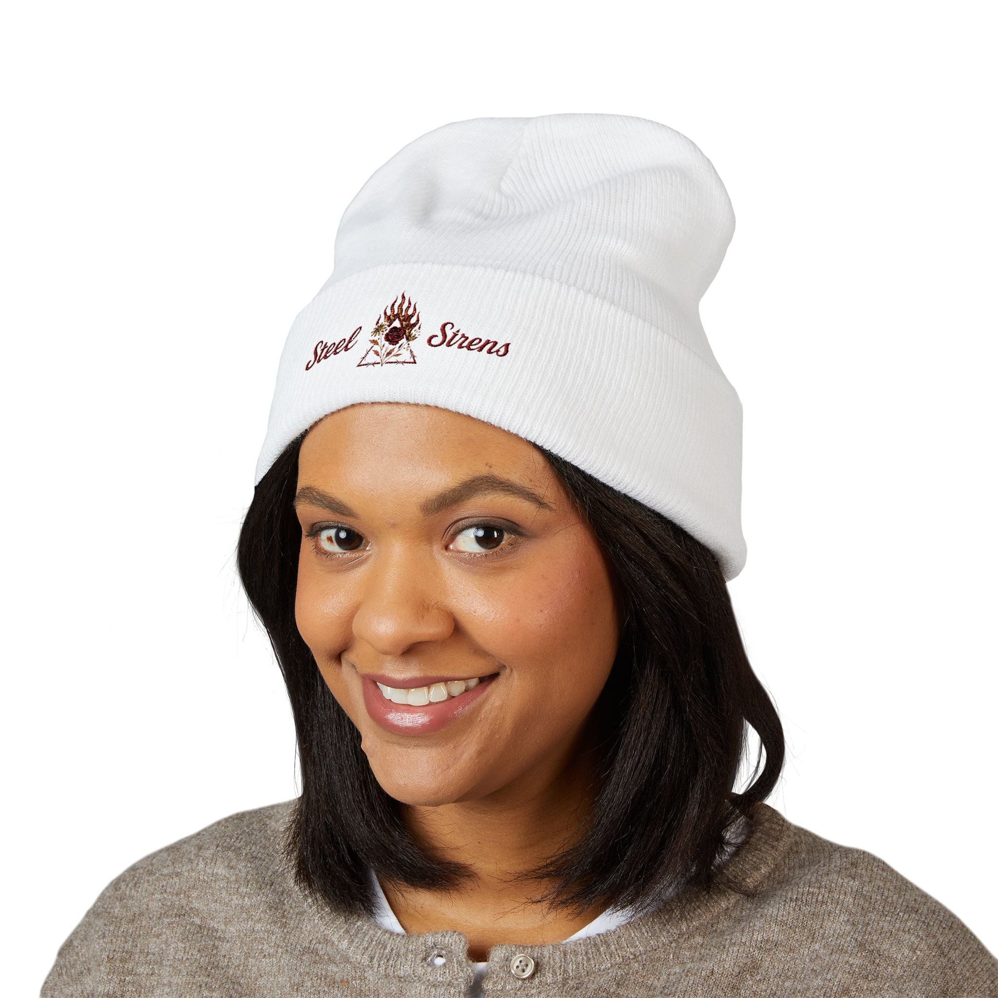 Steel Sirens Flame Crest Embroidered Beanie