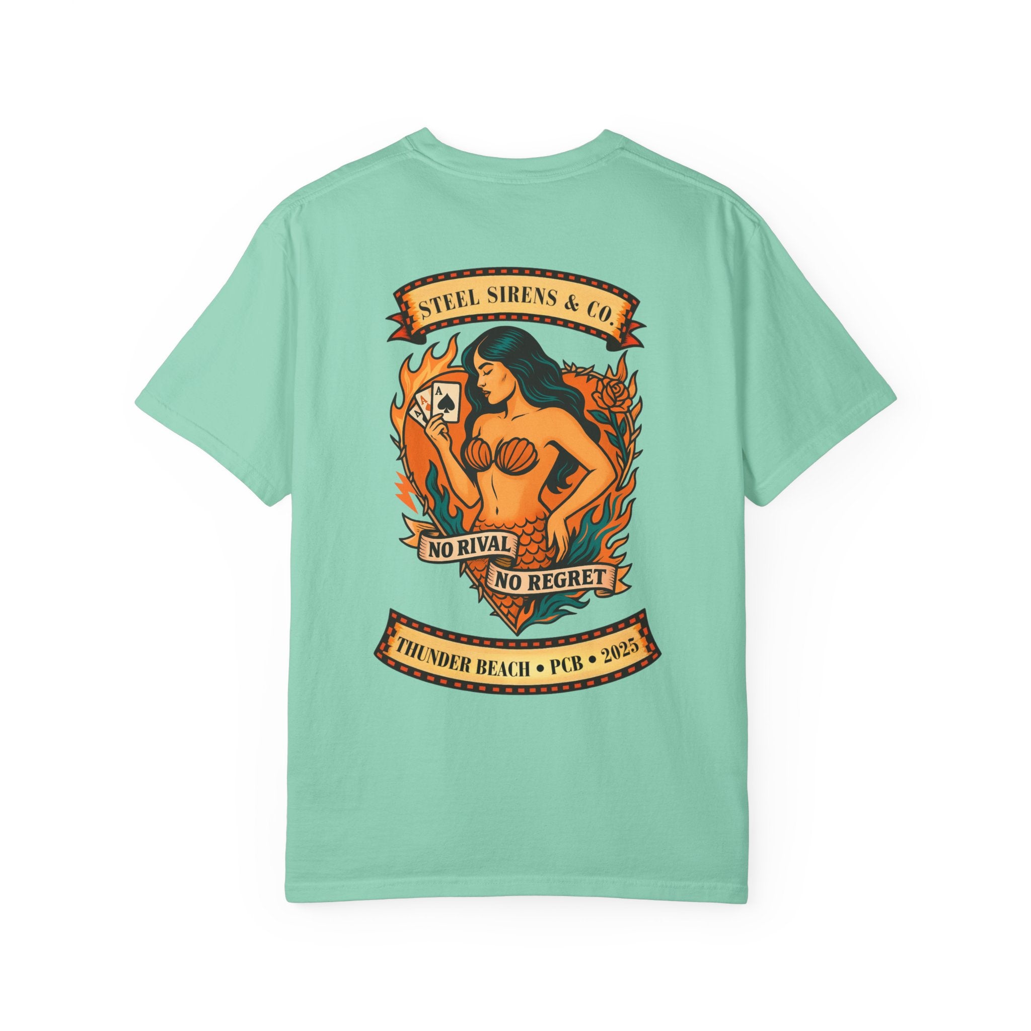Steel Sirens Garment-Dyed T-shirt, Vintage Style Tee, Beach Apparel, Unisex Graphic Shirt, Casual Summer Wear