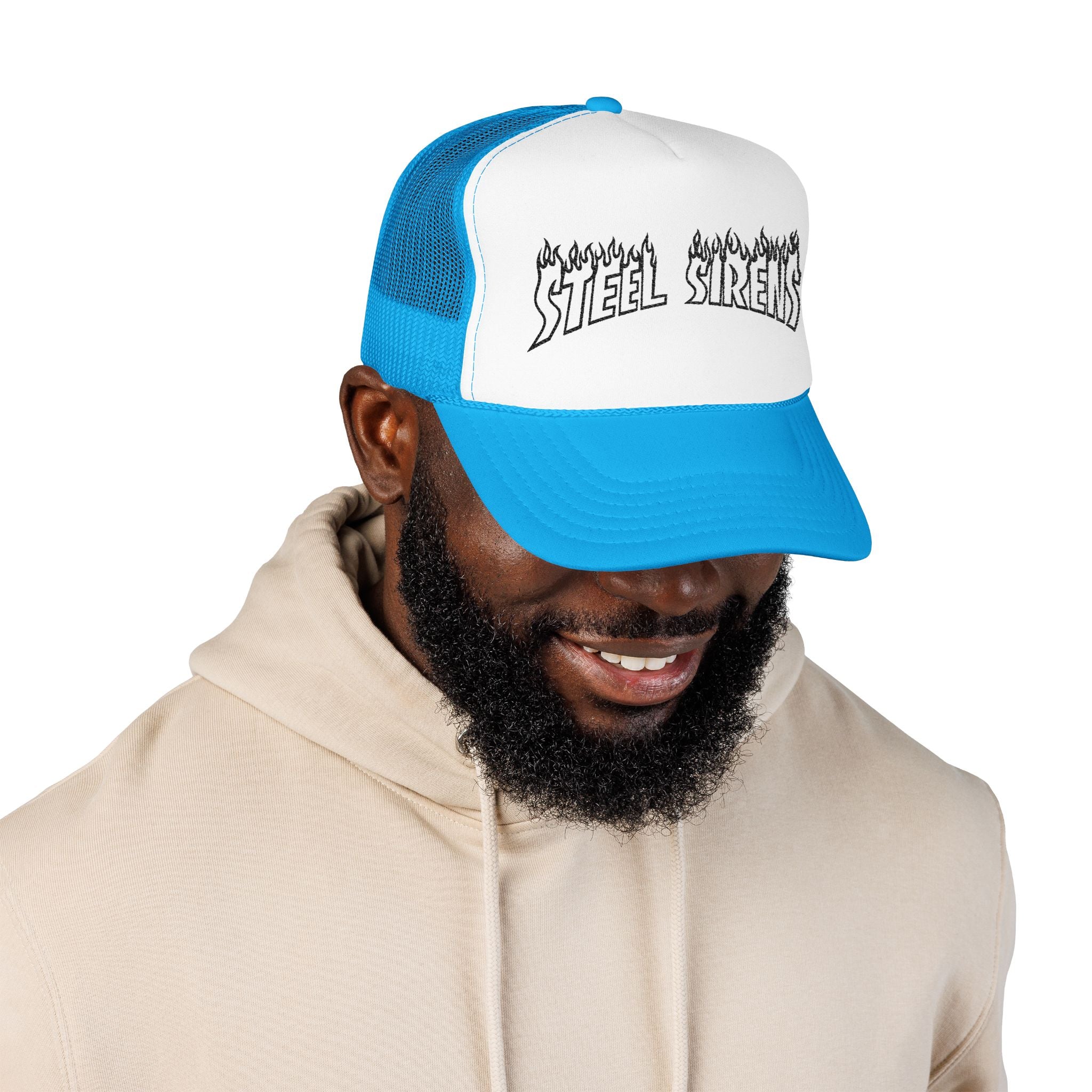 Flaming Steel Sirens Embroidered Trucker Hat