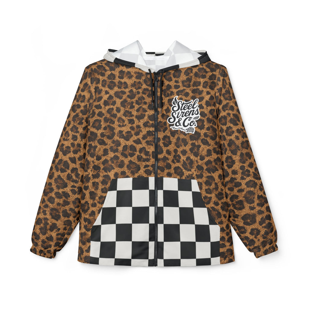 Leopard & Checkerboard Windbreaker Jacket