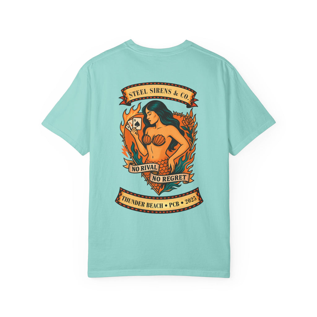 Steel Sirens Garment-Dyed T-shirt, Vintage Style Tee, Beach Apparel, Unisex Graphic Shirt, Casual Summer Wear