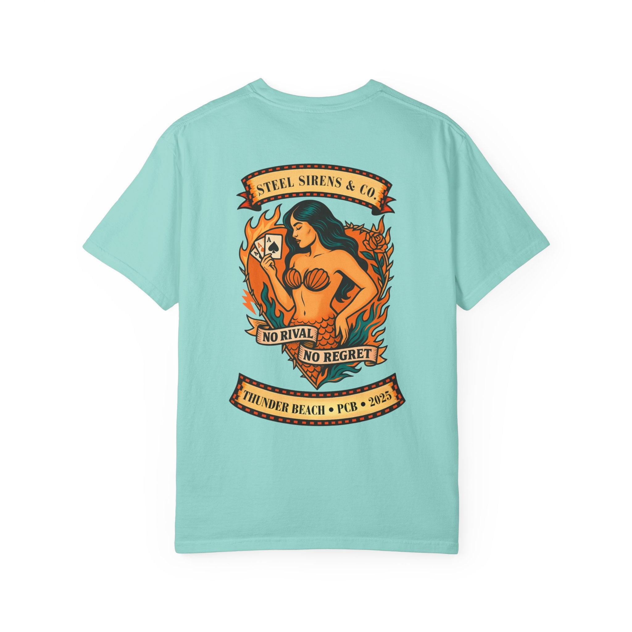 Steel Sirens Garment-Dyed T-shirt, Vintage Style Tee, Beach Apparel, Unisex Graphic Shirt, Casual Summer Wear