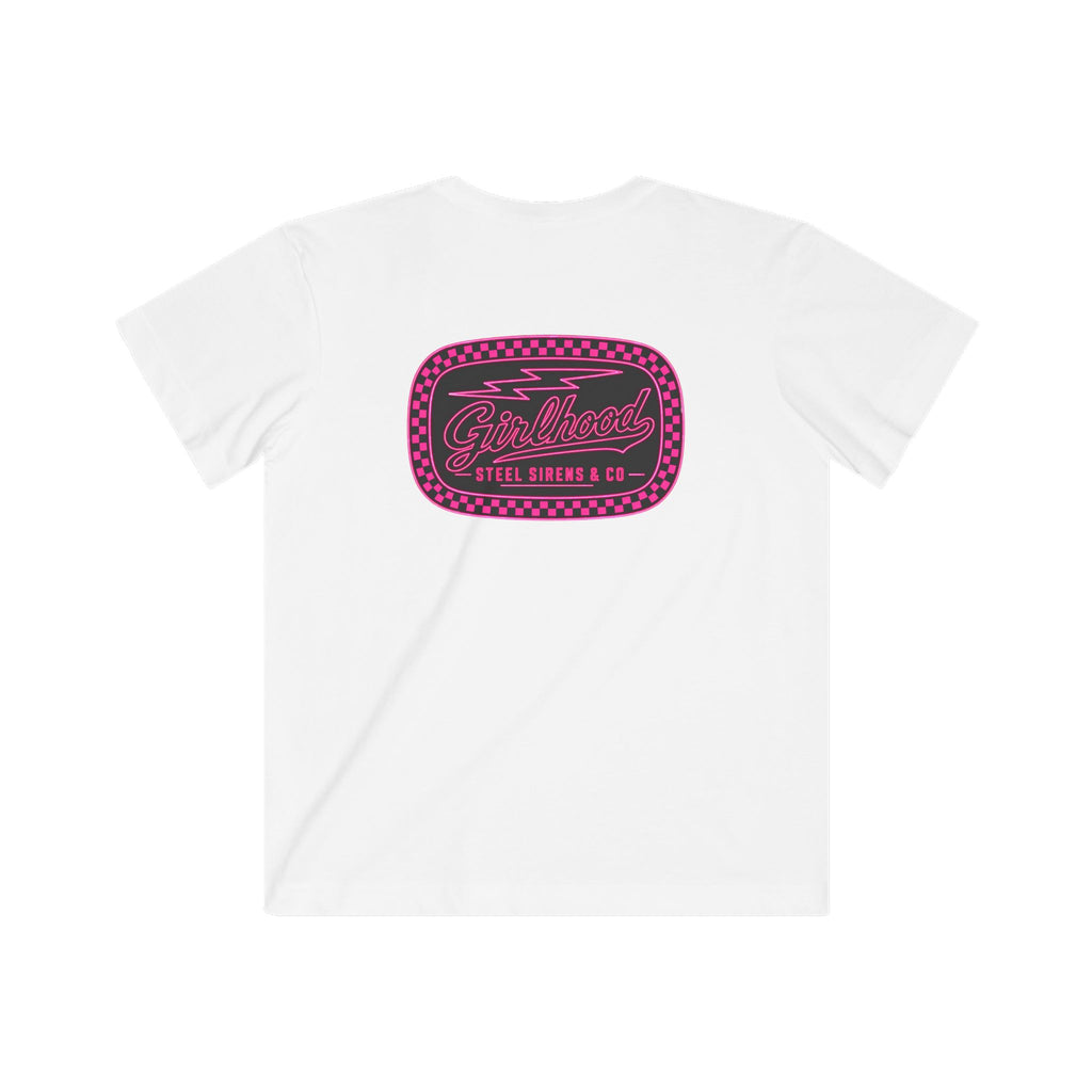 Kids Graphic Tee — Retro Pink 'Good Vibes' Logo