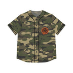Camo Women's Baseball Jersey — 'Motherhood' Retro Patch Baseball Tee