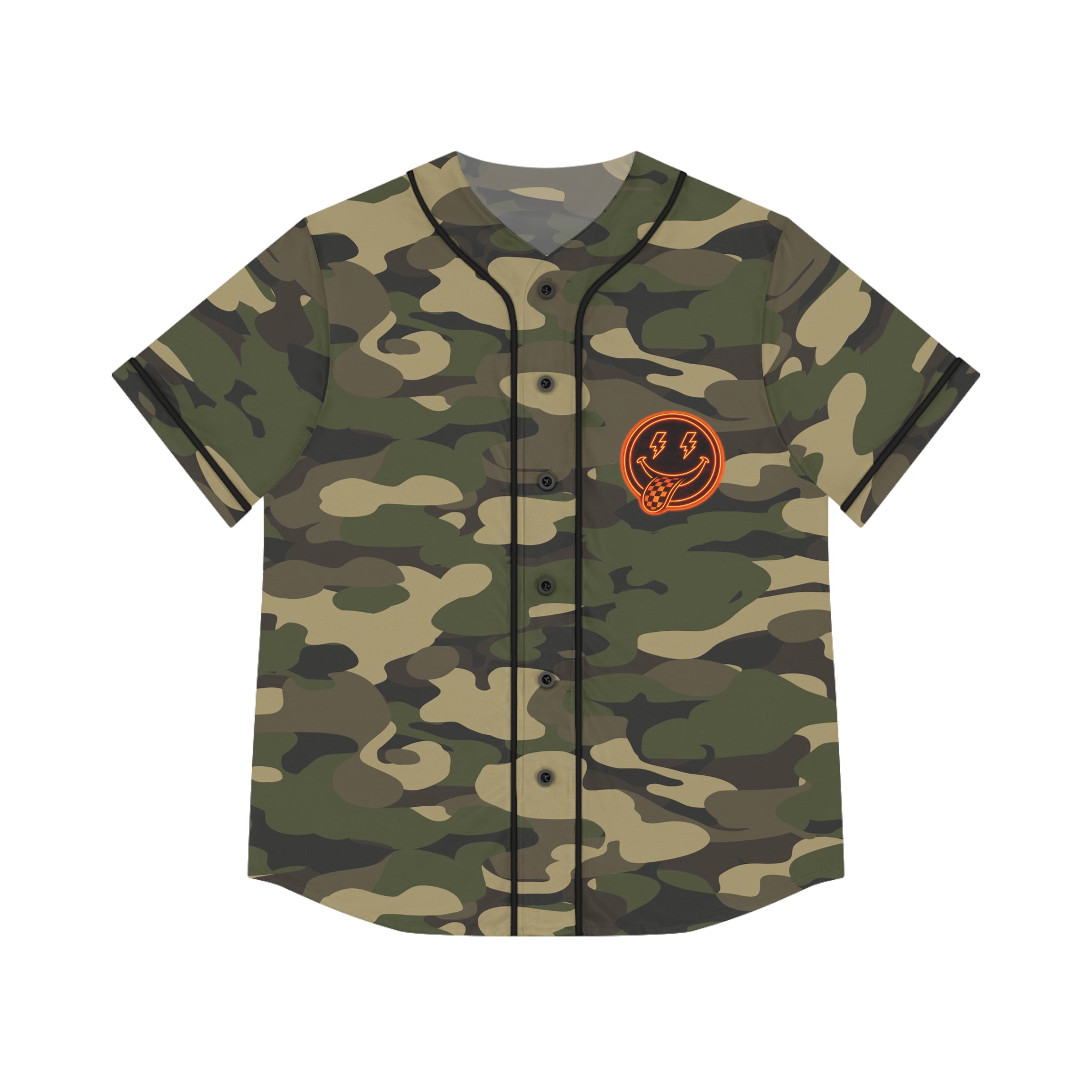 Camo Women's Baseball Jersey — 'Motherhood' Retro Patch Baseball Tee