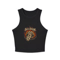 Women's Racer Tank Top — 'Steel Sirens' Flaming Checkered Heart Graphic