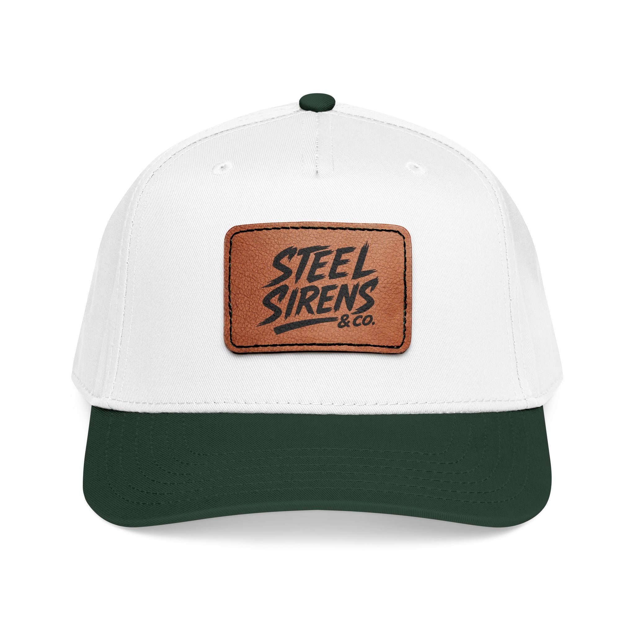 Leather Patch Baseball Cap — "Steel Sirens" Retro Logo