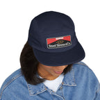 Steel Sirens & Co. Embroidered 5-Panel Cap — Khaki Vintage Patch Hat