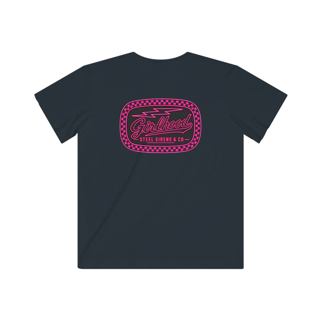 Kids Graphic Tee — Retro Pink 'Good Vibes' Logo
