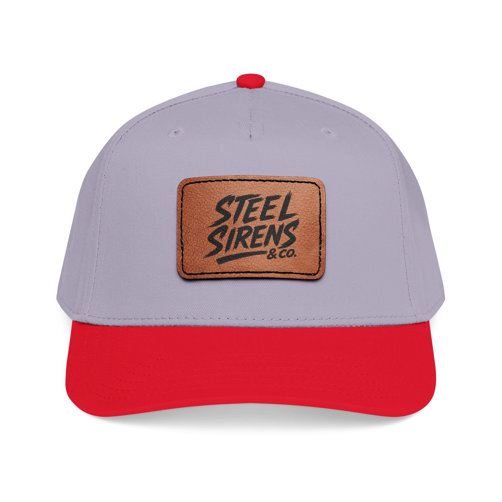 Leather Patch Baseball Cap — "Steel Sirens" Retro Logo