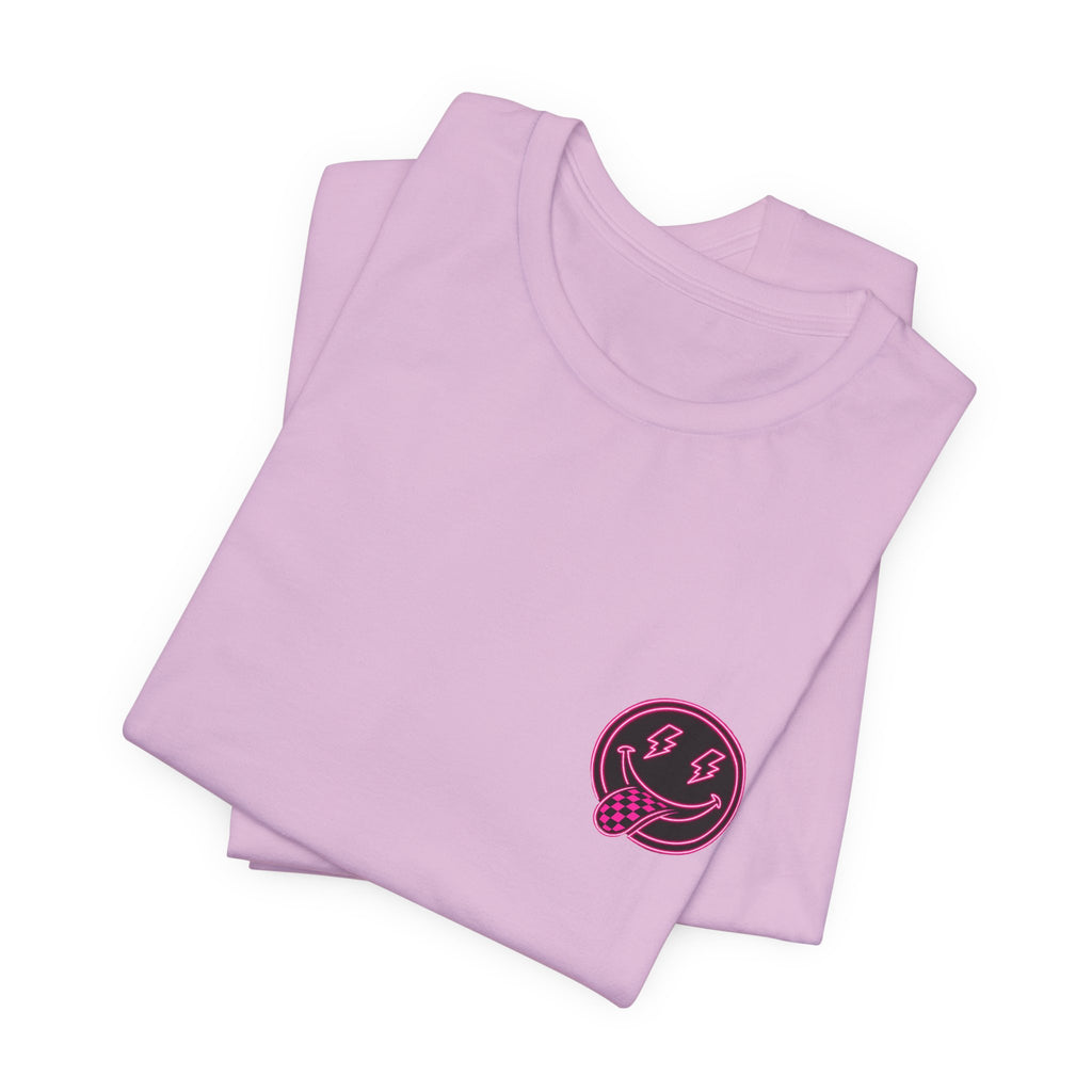 Motherhood Graphic Tee — 'Motherhood' Pink Checkerboard Logo T‑Shirt