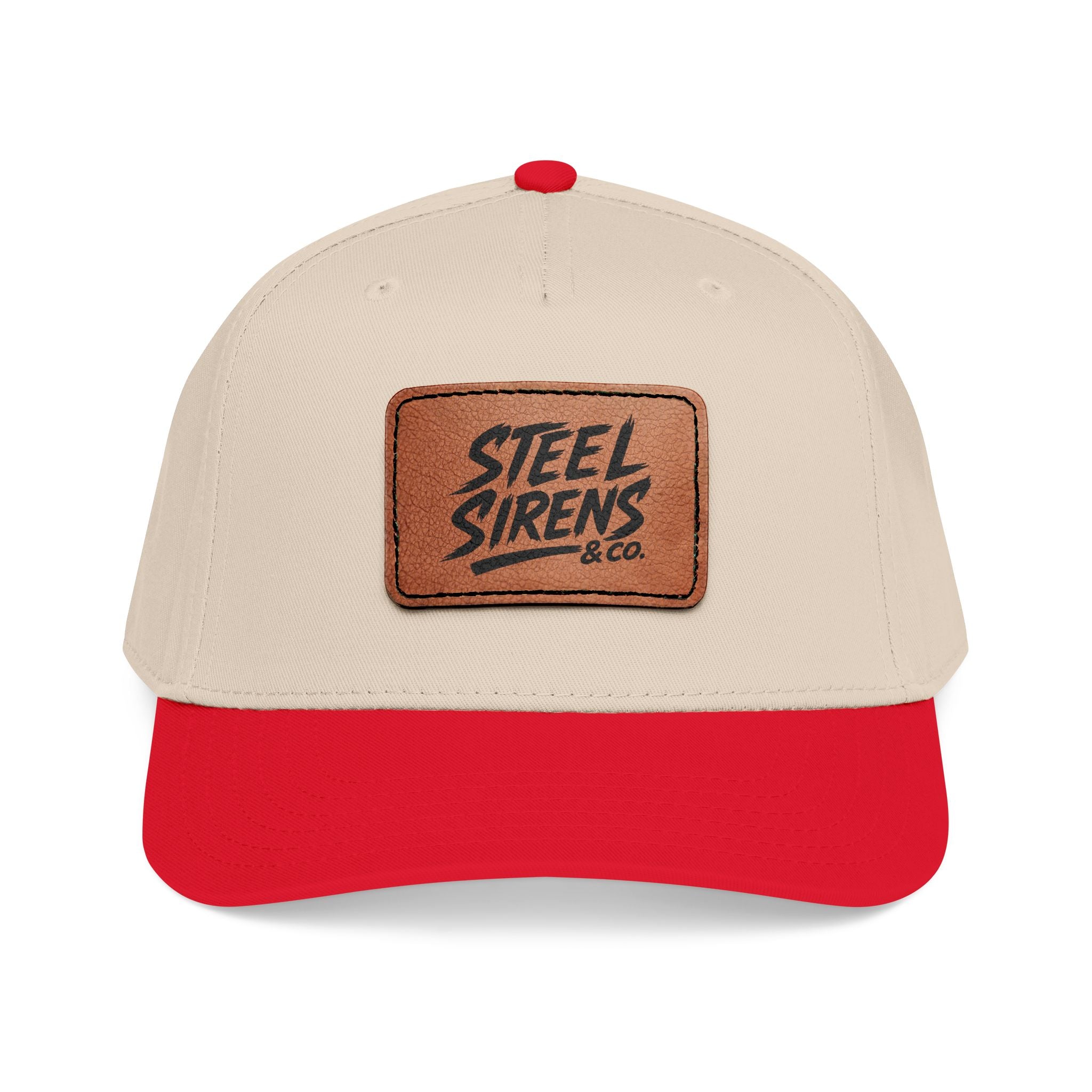 Leather Patch Baseball Cap — "Steel Sirens" Retro Logo