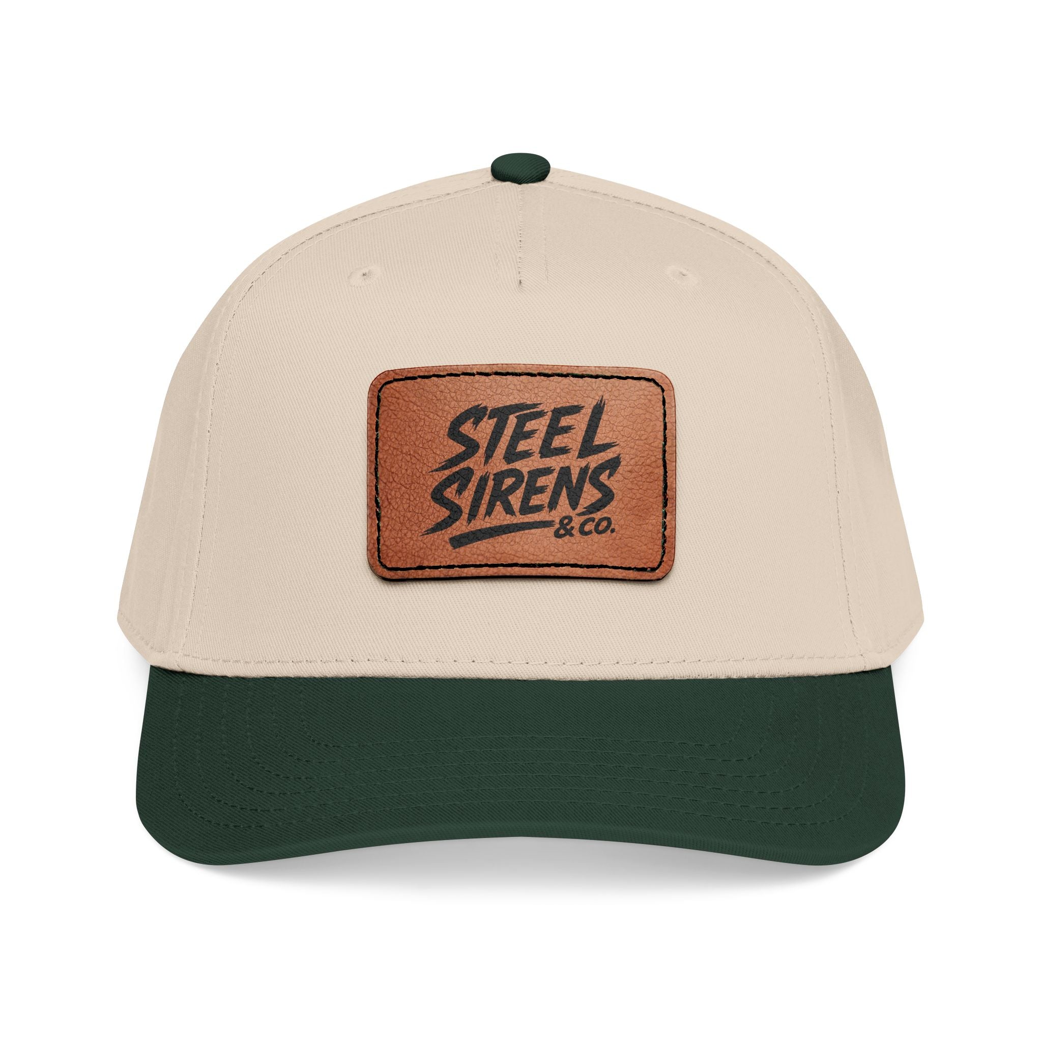 Leather Patch Baseball Cap — "Steel Sirens" Retro Logo