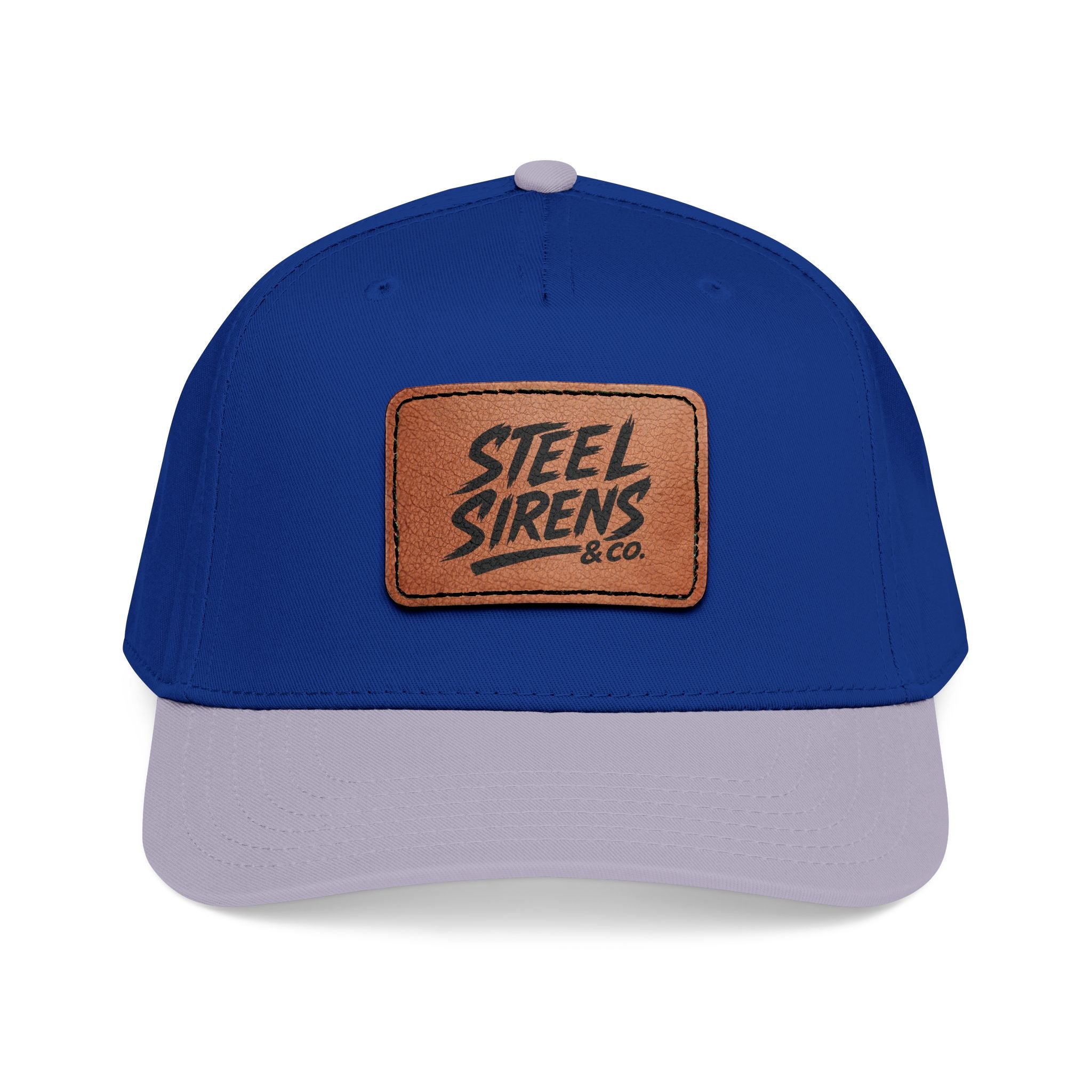 Leather Patch Baseball Cap — "Steel Sirens" Retro Logo