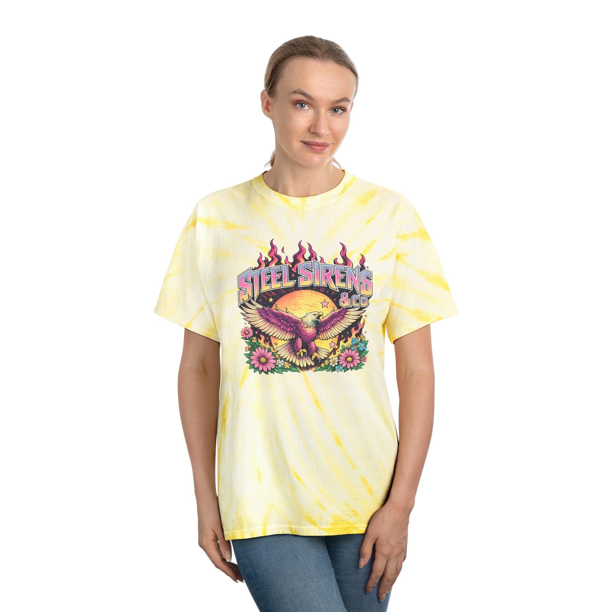 Cyclone Tie-Dye Tee — Sunburst Eagle Graphic