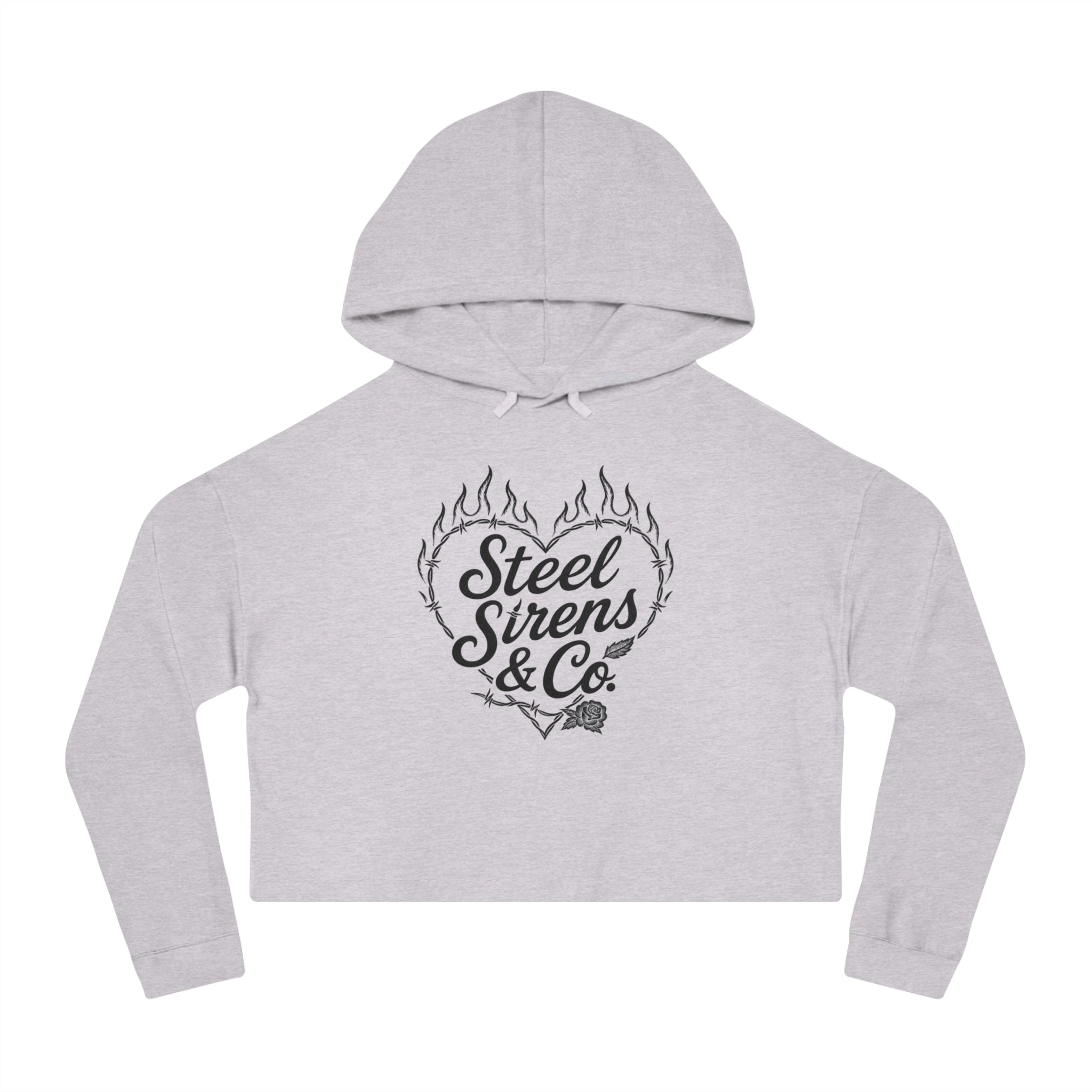 Cropped Hoodie — Steel Sirens & Co. Heart Flame Graphic