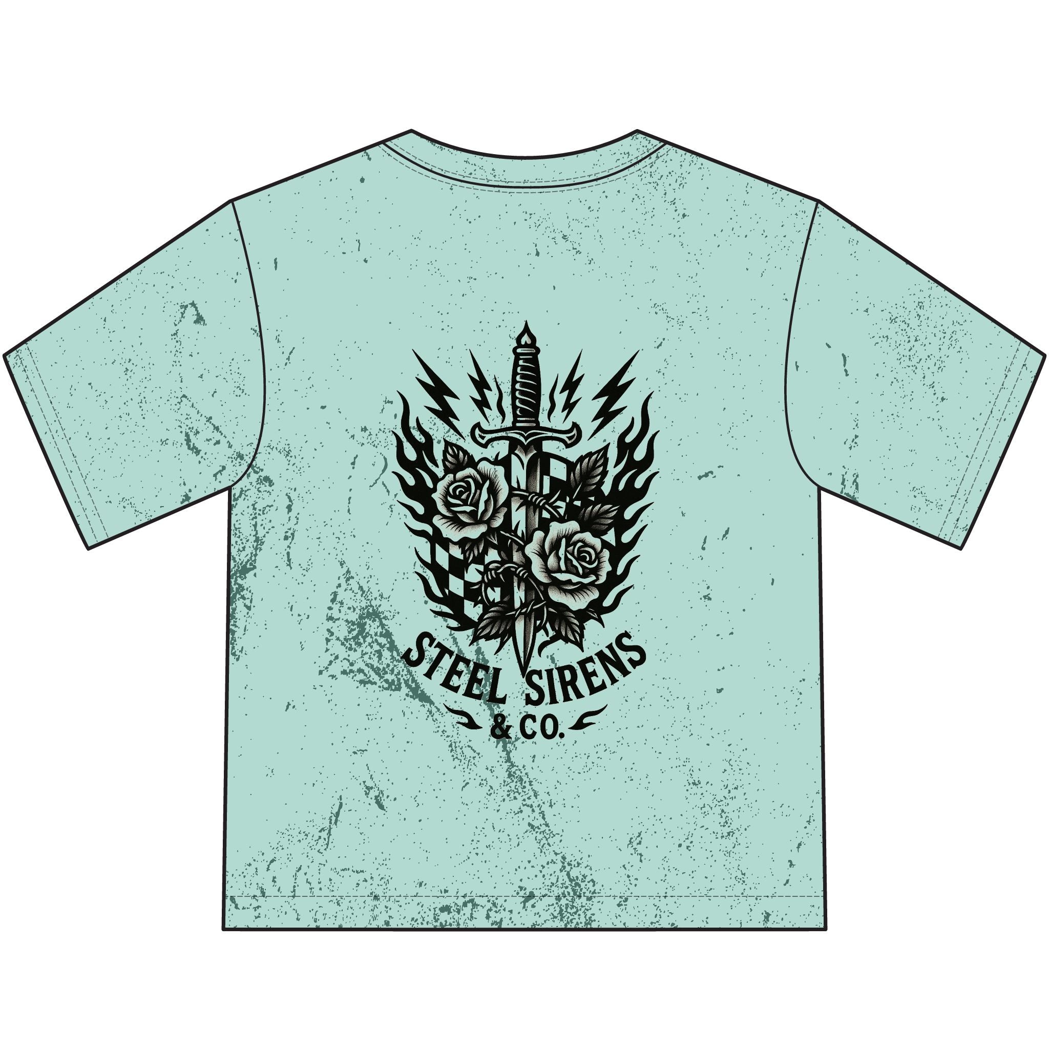 Steel Sirens Youth T‑Shirt — Vintage Dagger & Roses Graphic Tee