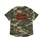 Camo Women's Baseball Jersey — 'Motherhood' Retro Patch Baseball Tee