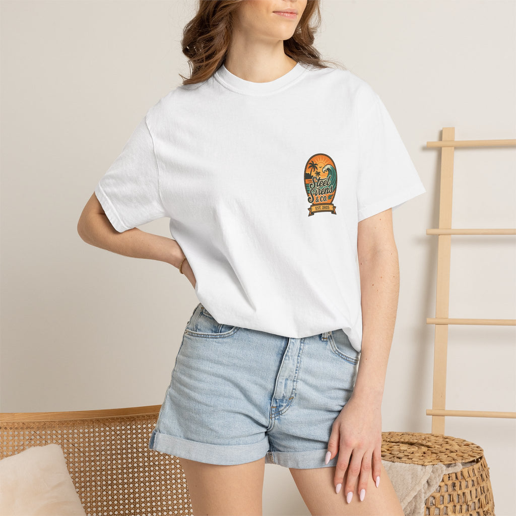 Steel Sirens Garment-Dyed T-shirt, Vintage Style Tee, Beach Apparel, Unisex Graphic Shirt, Casual Summer Wear