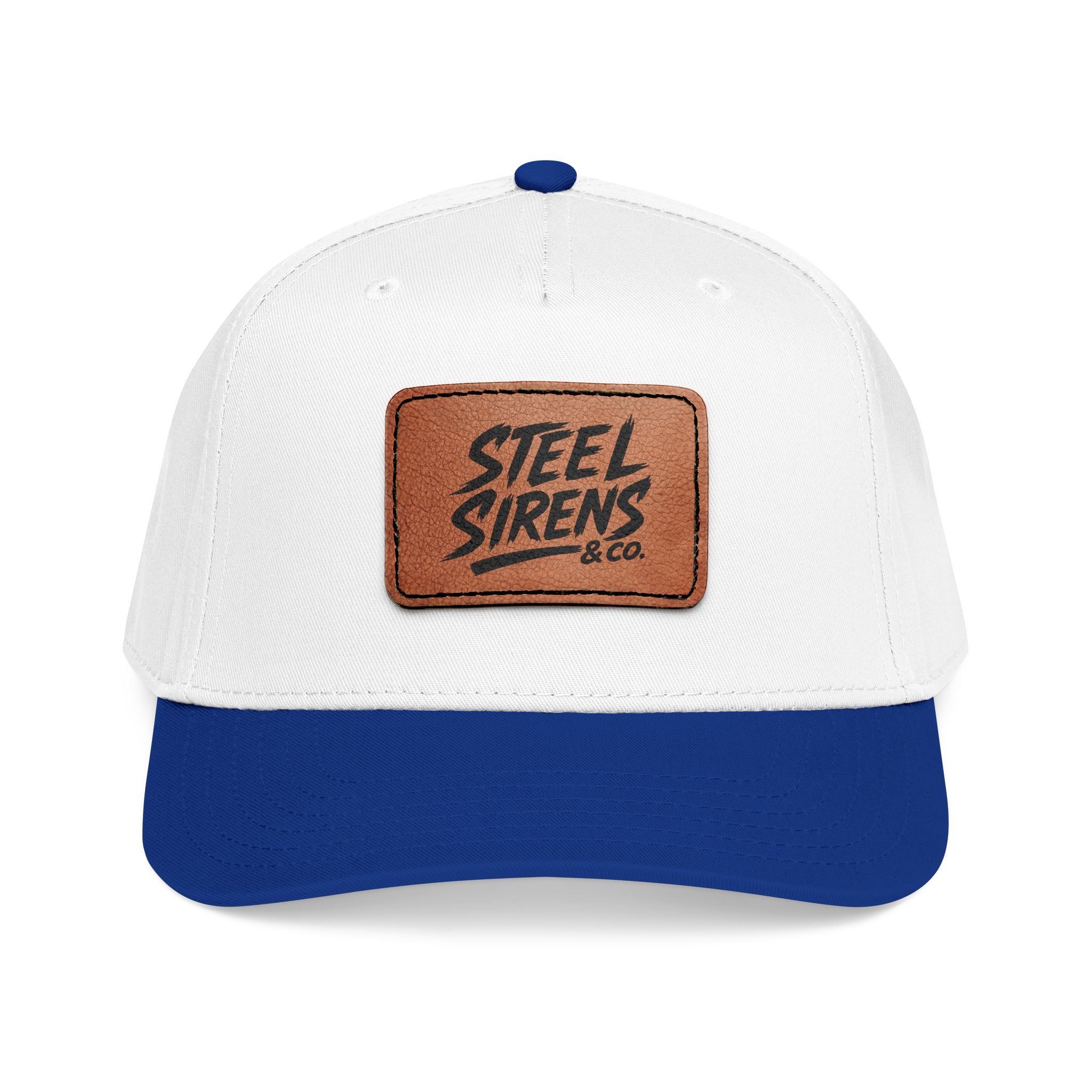 Leather Patch Baseball Cap — "Steel Sirens" Retro Logo