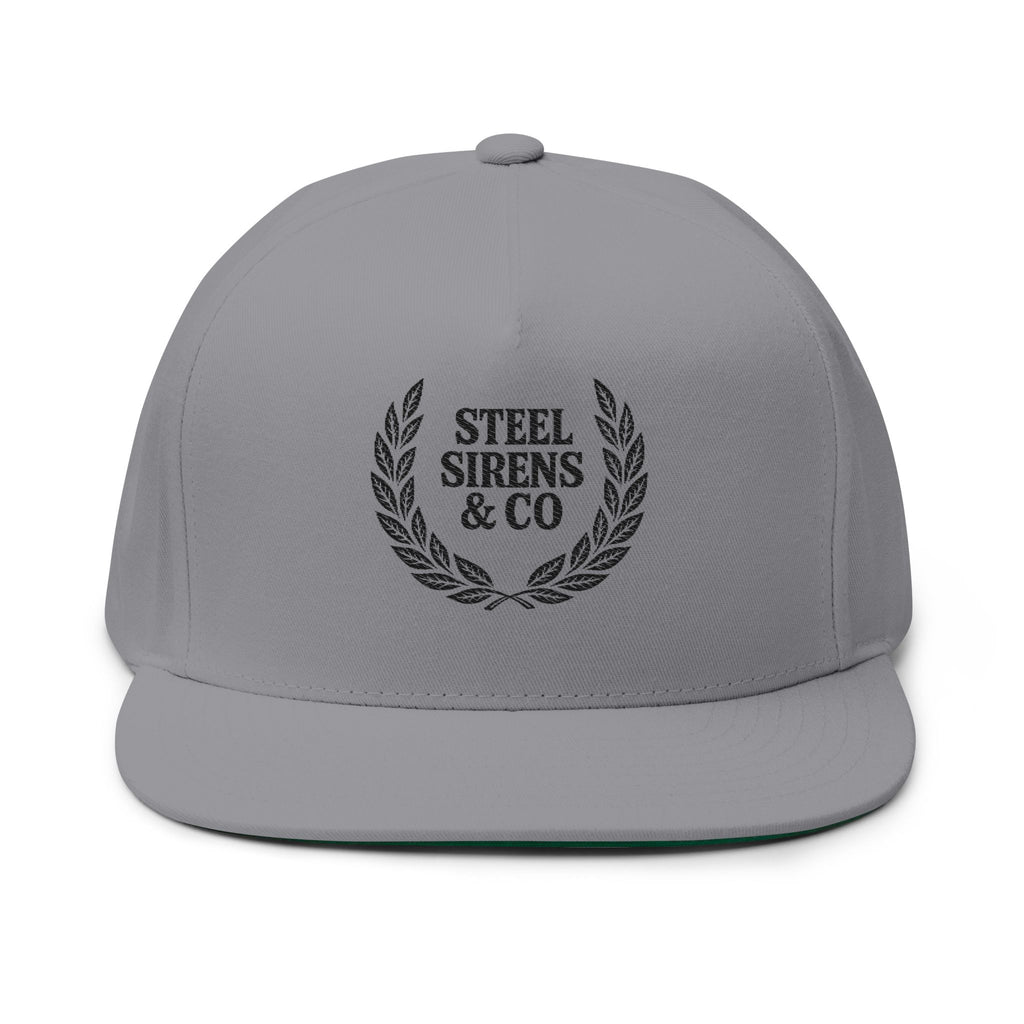 Flat Bill Cap — 'Steel Sirens & Co' Embroidered Laurel Snapback