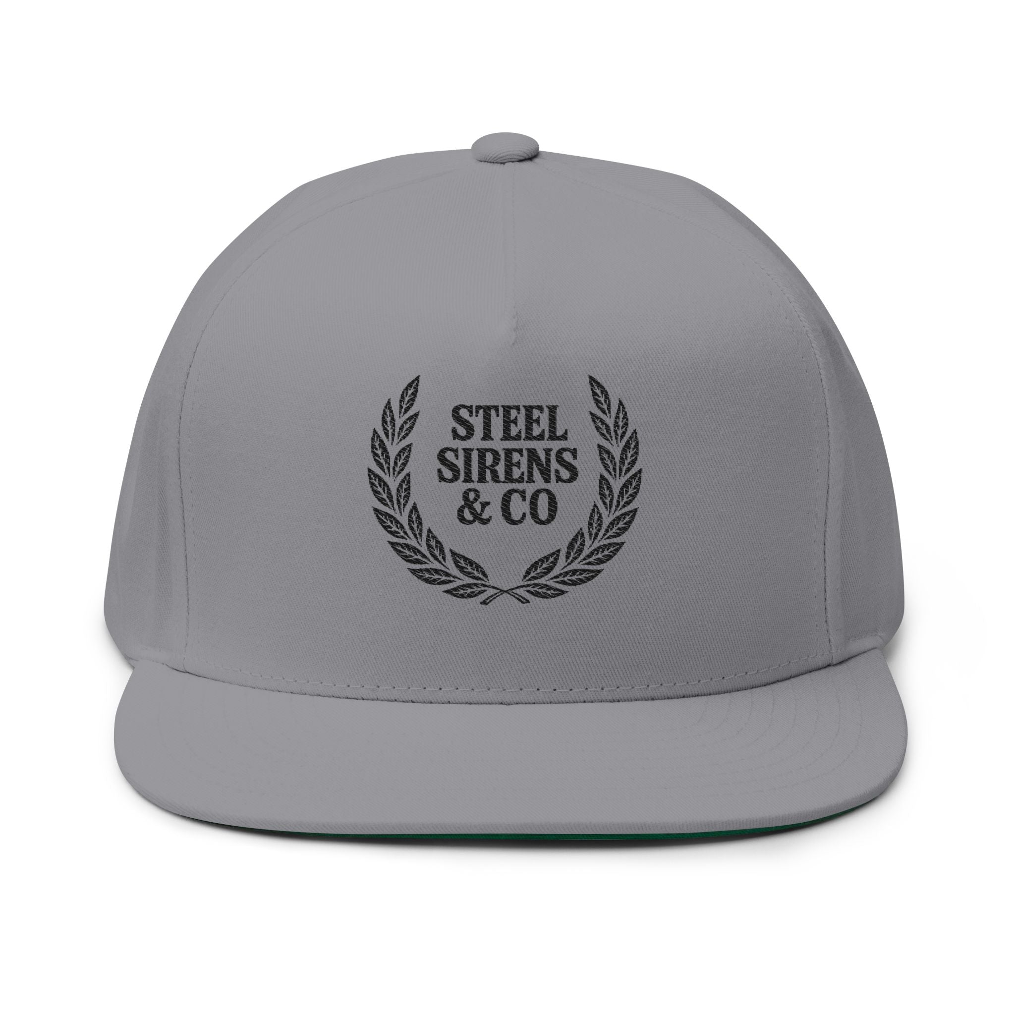 Flat Bill Cap — 'Steel Sirens & Co' Embroidered Laurel Snapback