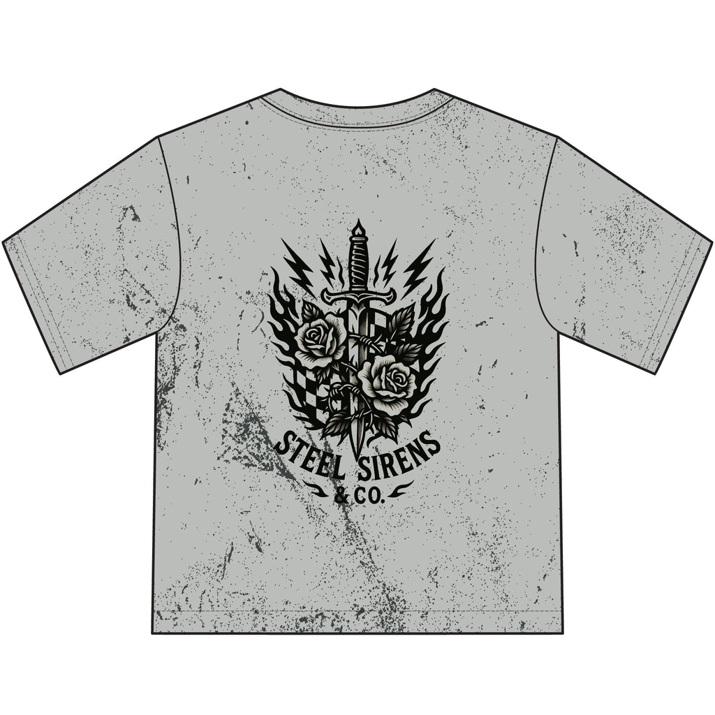Steel Sirens Youth T‑Shirt — Vintage Dagger & Roses Graphic Tee