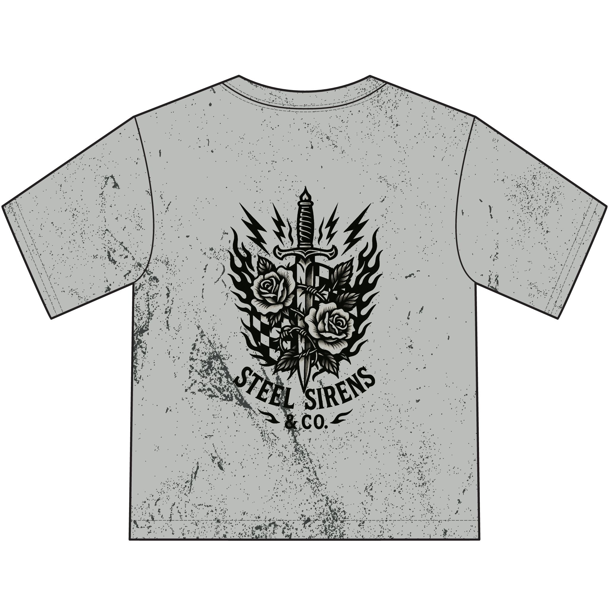 Steel Sirens Youth T‑Shirt — Vintage Dagger & Roses Graphic Tee