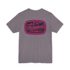 Motherhood Graphic Tee — 'Motherhood' Pink Checkerboard Logo T‑Shirt