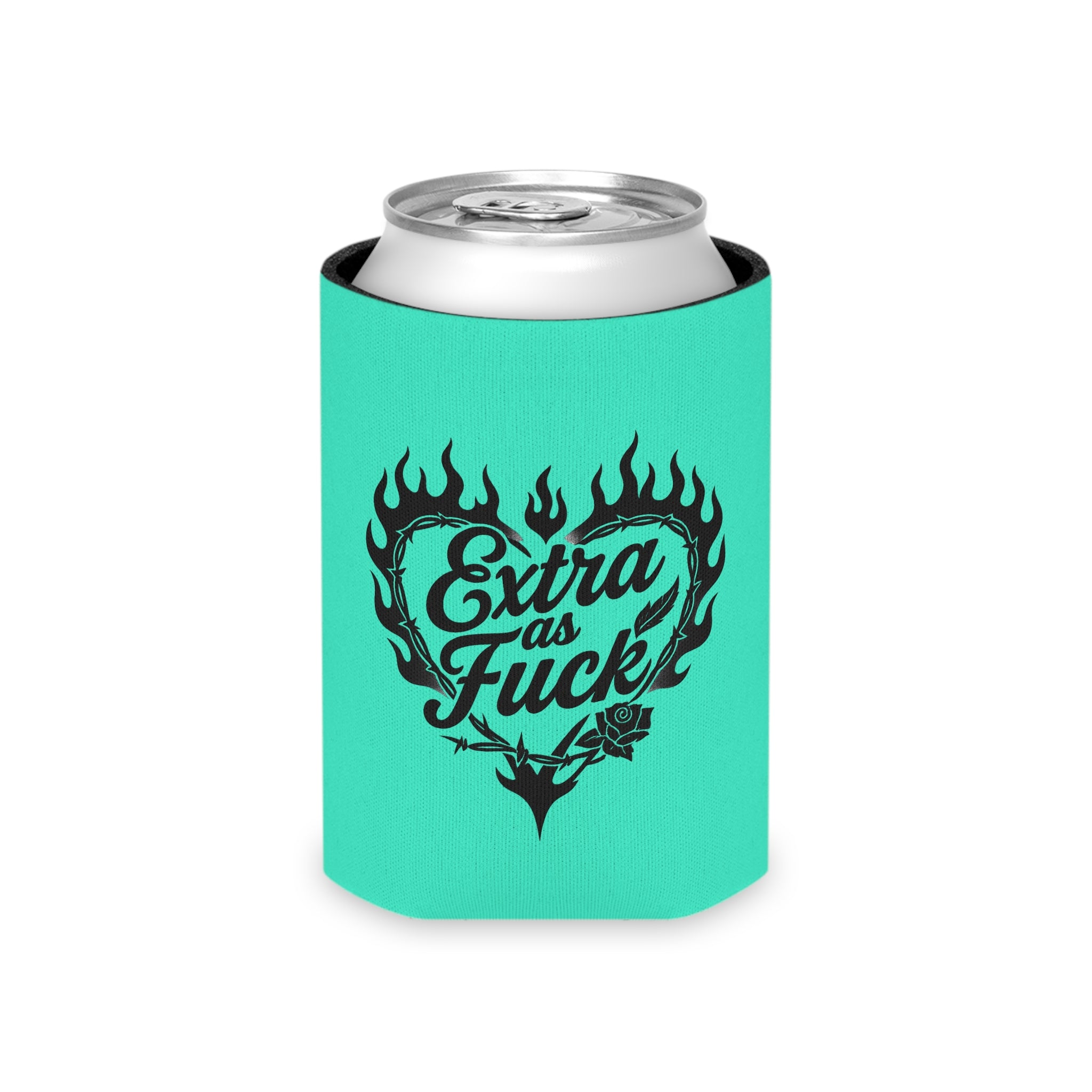 Extra as Fuck Can Cooler – Steel Sirens & Co. Flaming Heart Drink Koozie