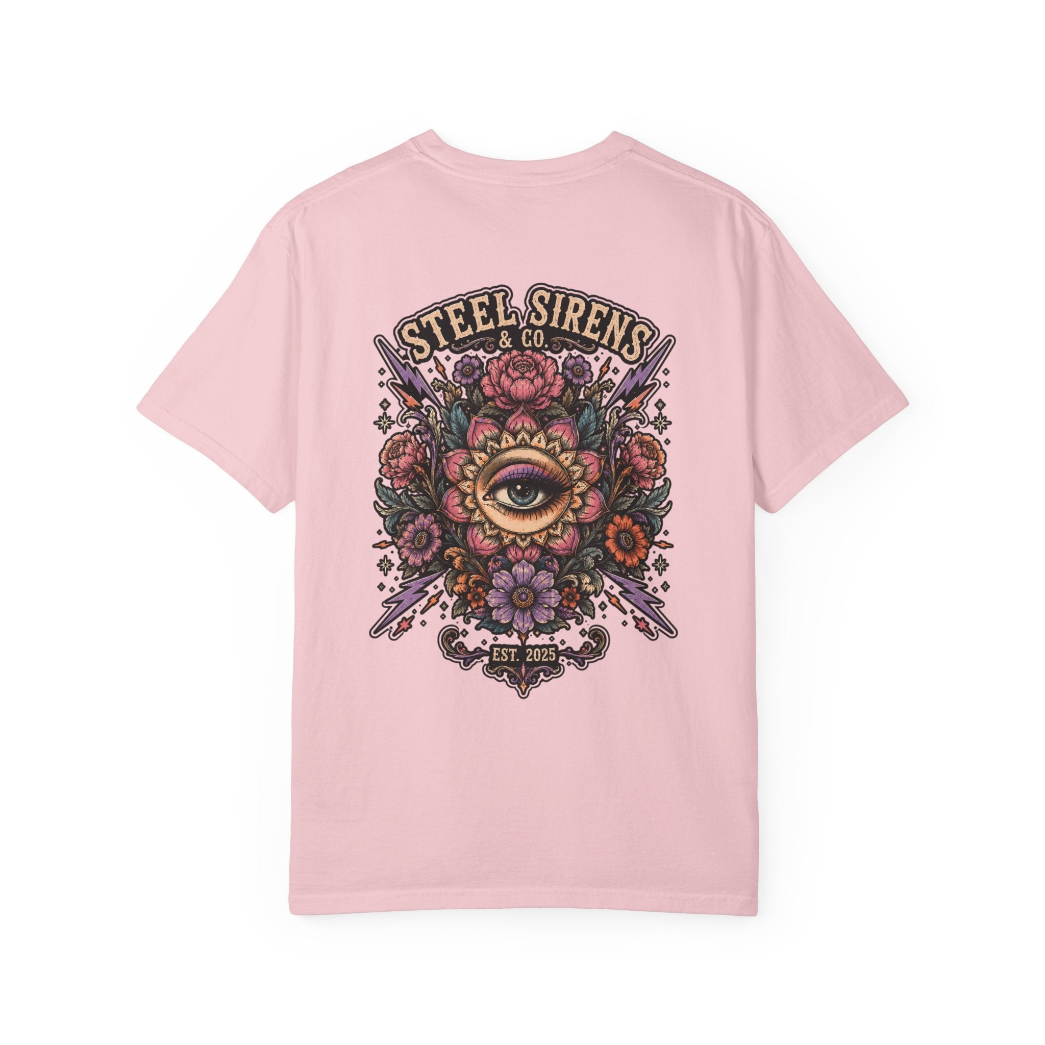 Steel Sirens Tee — Vintage Floral All-Seeing Eye Graphic T-Shirt