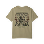 Karma Skull T-Shirt — "Chrome Won’t Save You From Karma" Moto Graphic Tee
