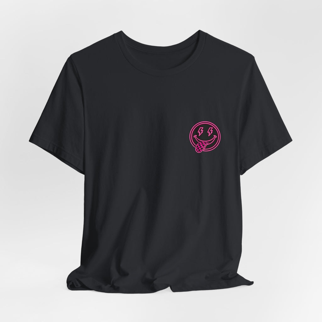 Motherhood Graphic Tee — 'Motherhood' Pink Checkerboard Logo T‑Shirt