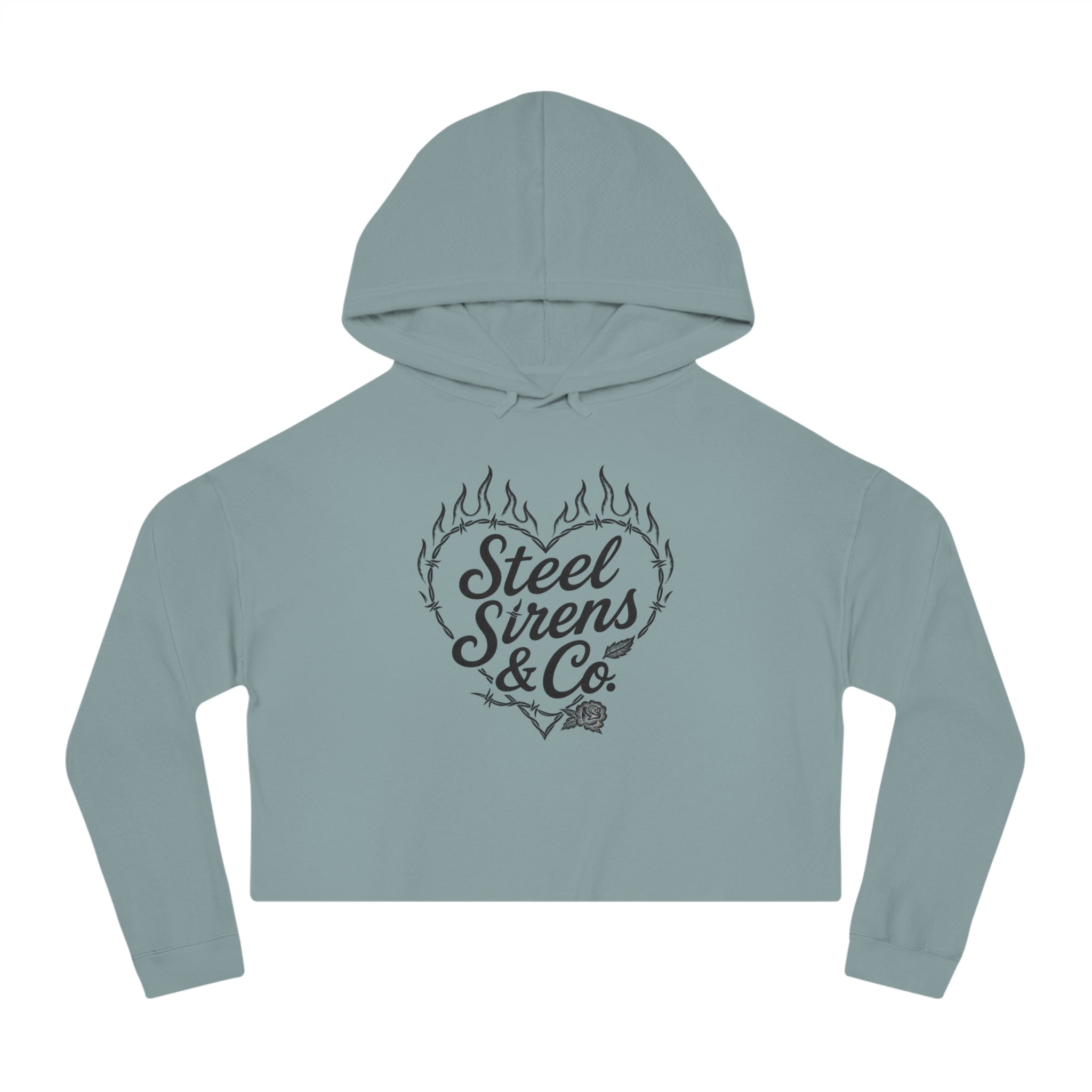 Cropped Hoodie — Steel Sirens & Co. Heart Flame Graphic