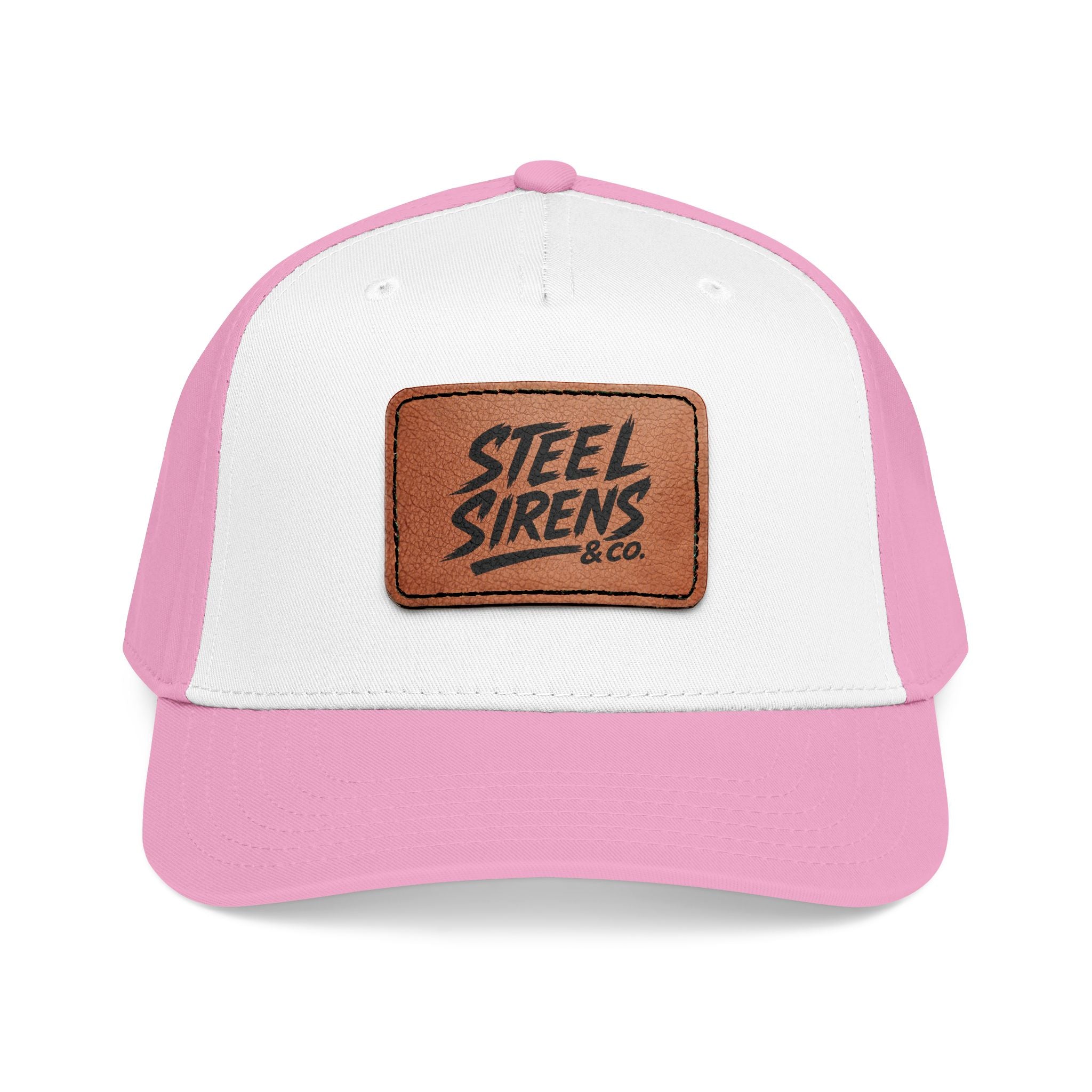 Leather Patch Baseball Cap — "Steel Sirens" Retro Logo