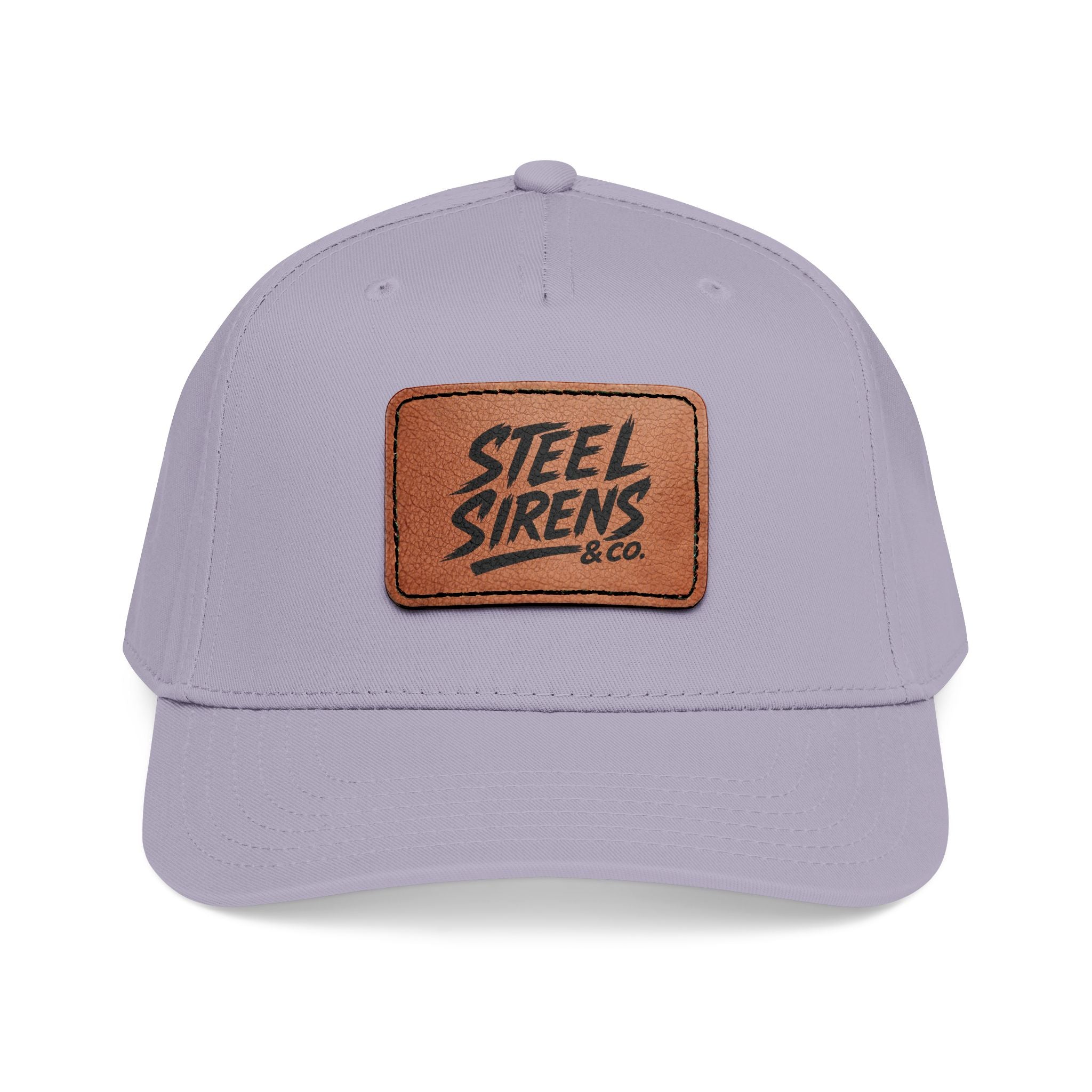 Leather Patch Baseball Cap — "Steel Sirens" Retro Logo