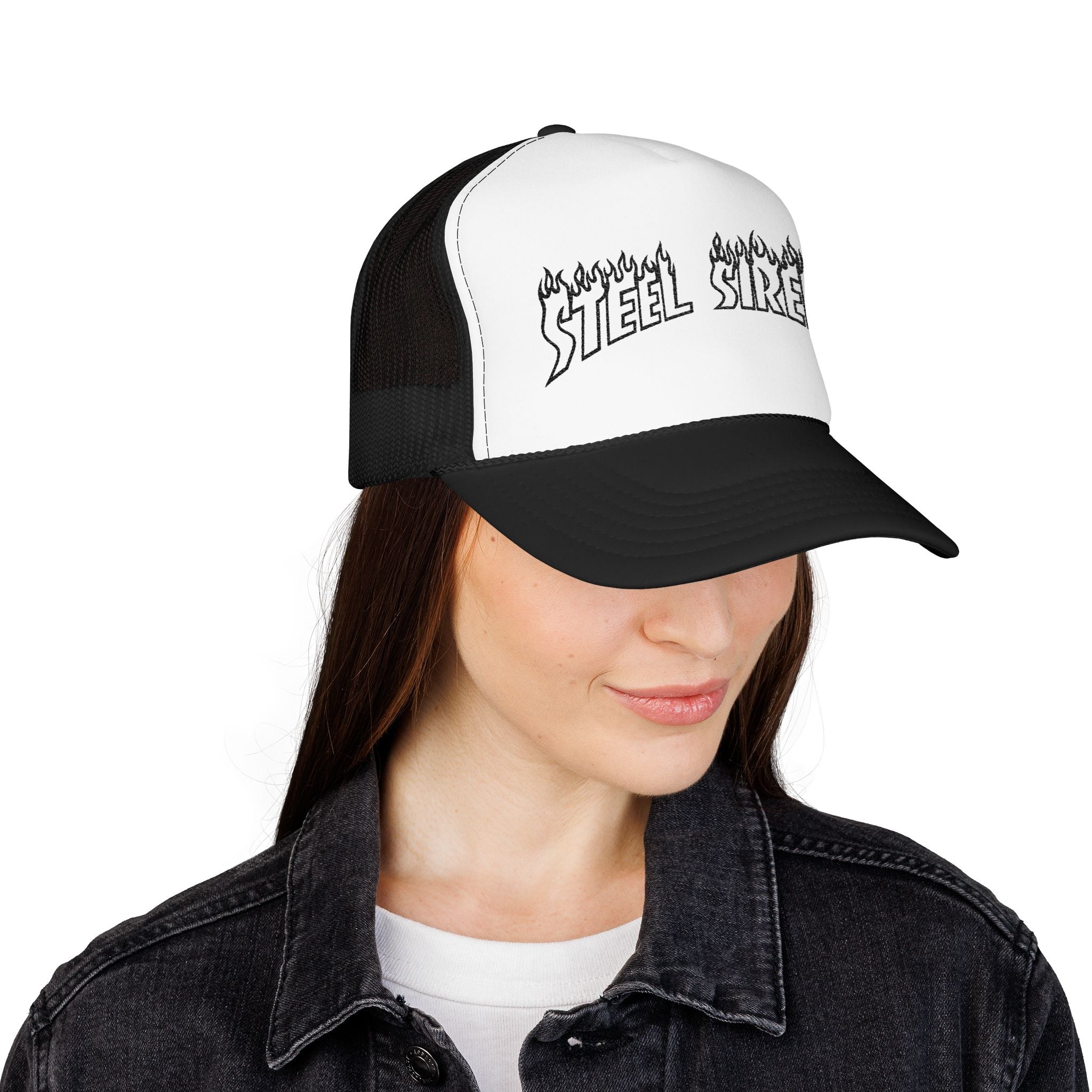 Flaming Steel Sirens Embroidered Trucker Hat