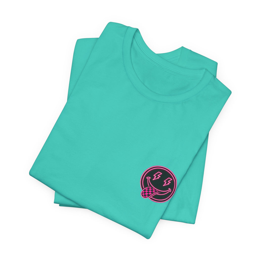 Motherhood Graphic Tee — 'Motherhood' Pink Checkerboard Logo T‑Shirt