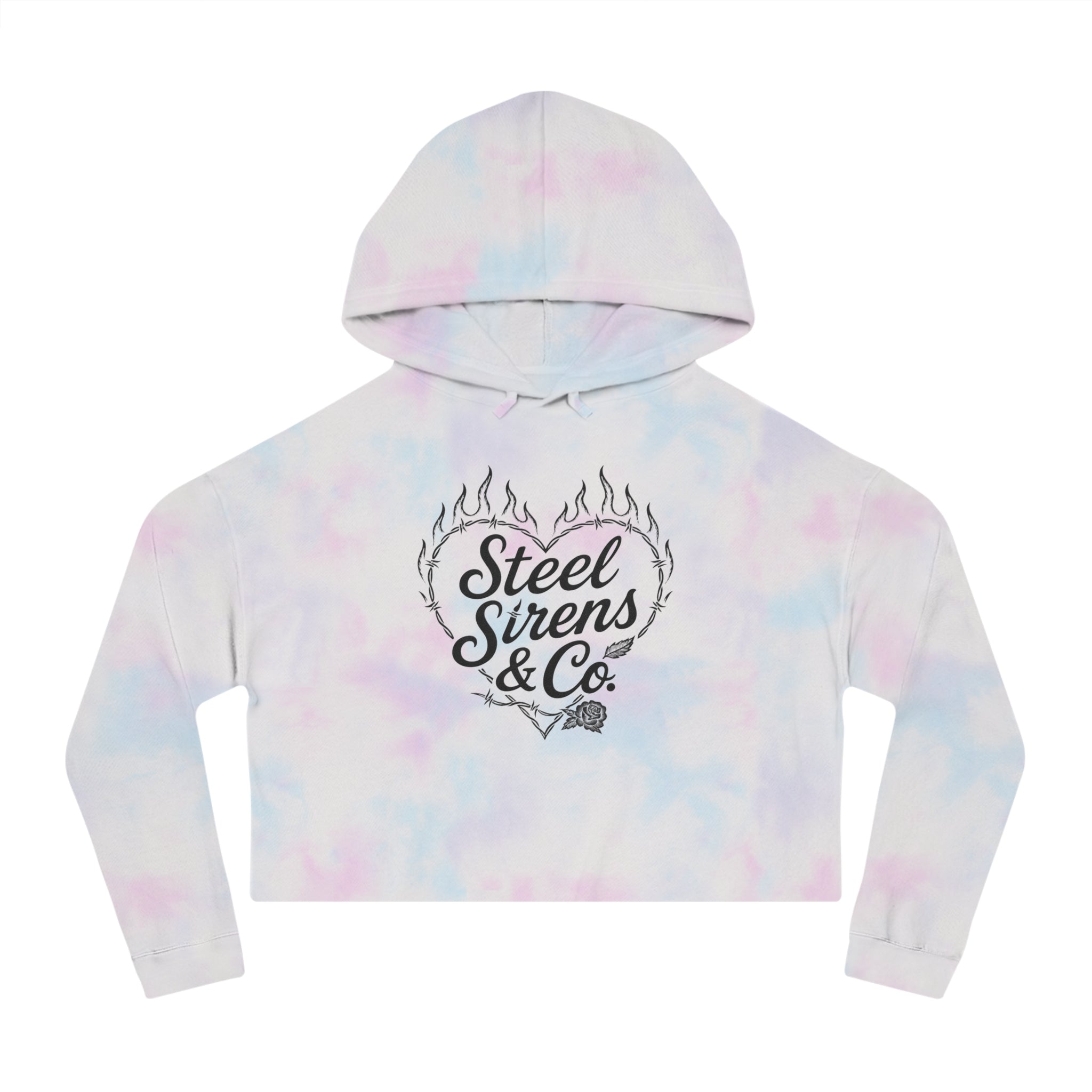 Cropped Hoodie — Steel Sirens & Co. Heart Flame Graphic