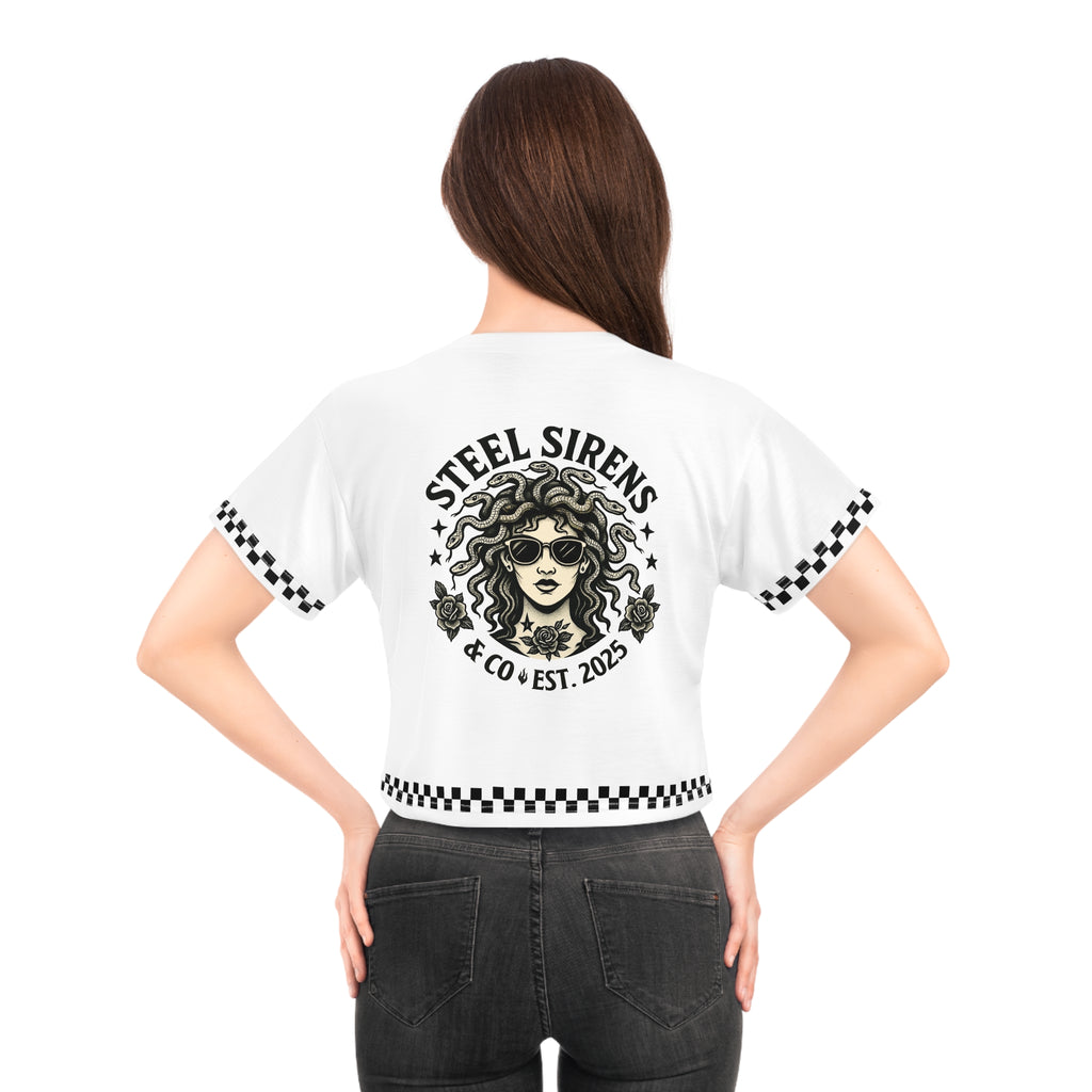 Checkered Medusa Cropped Tee