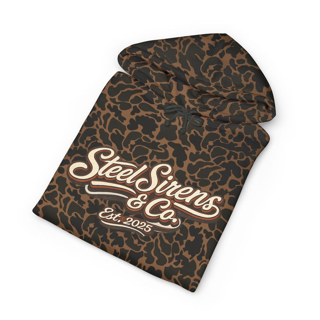 Steel Sirens & Co. Hoodie — Retro Script Chest Logo Pullover