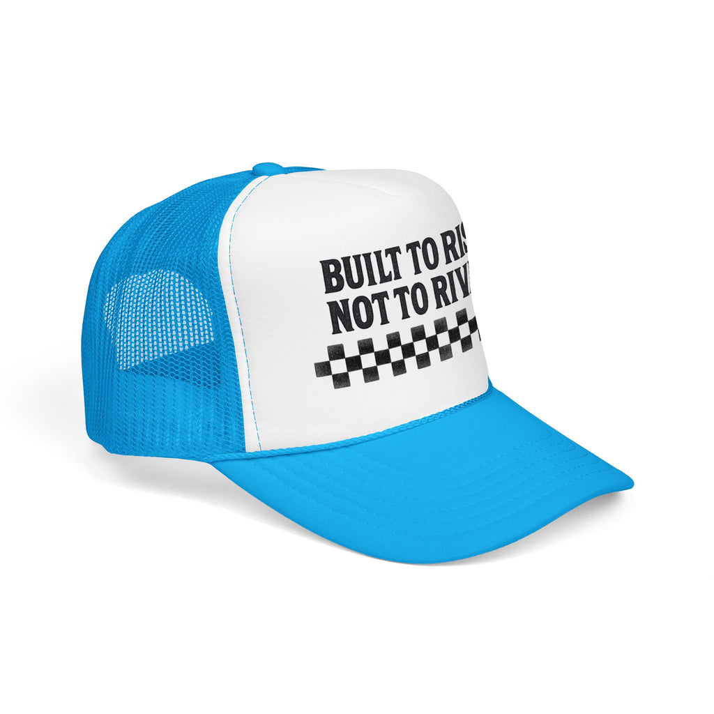 Trucker Hat — "Built to Rise Not to Rival" Vintage Patch Mesh Cap