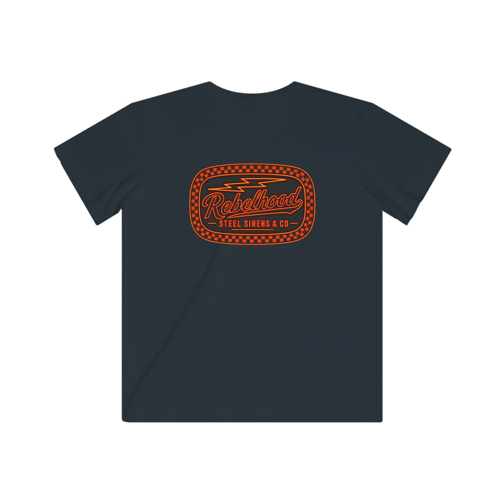 Kids Tee — Retro Racing Patch "Ridgewood Speed Shop"