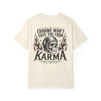 Karma Skull T-Shirt — "Chrome Won’t Save You From Karma" Moto Graphic Tee