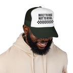 Trucker Hat — "Built to Rise Not to Rival" Vintage Patch Mesh Cap